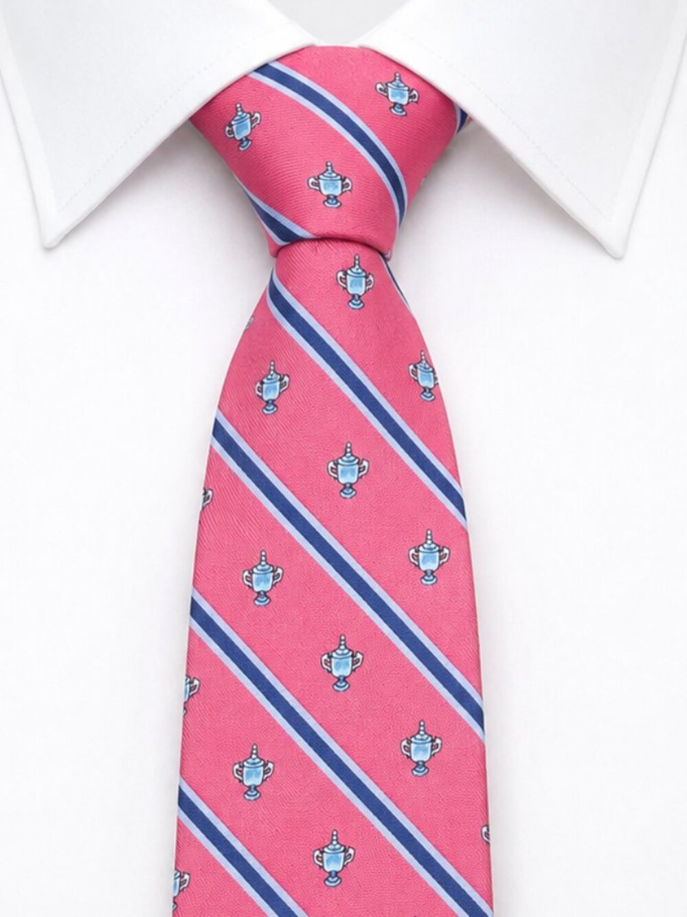 Vineyard Vines US Open Men’s Silk Tie Pink Trophy Pattern Custom Collection New
